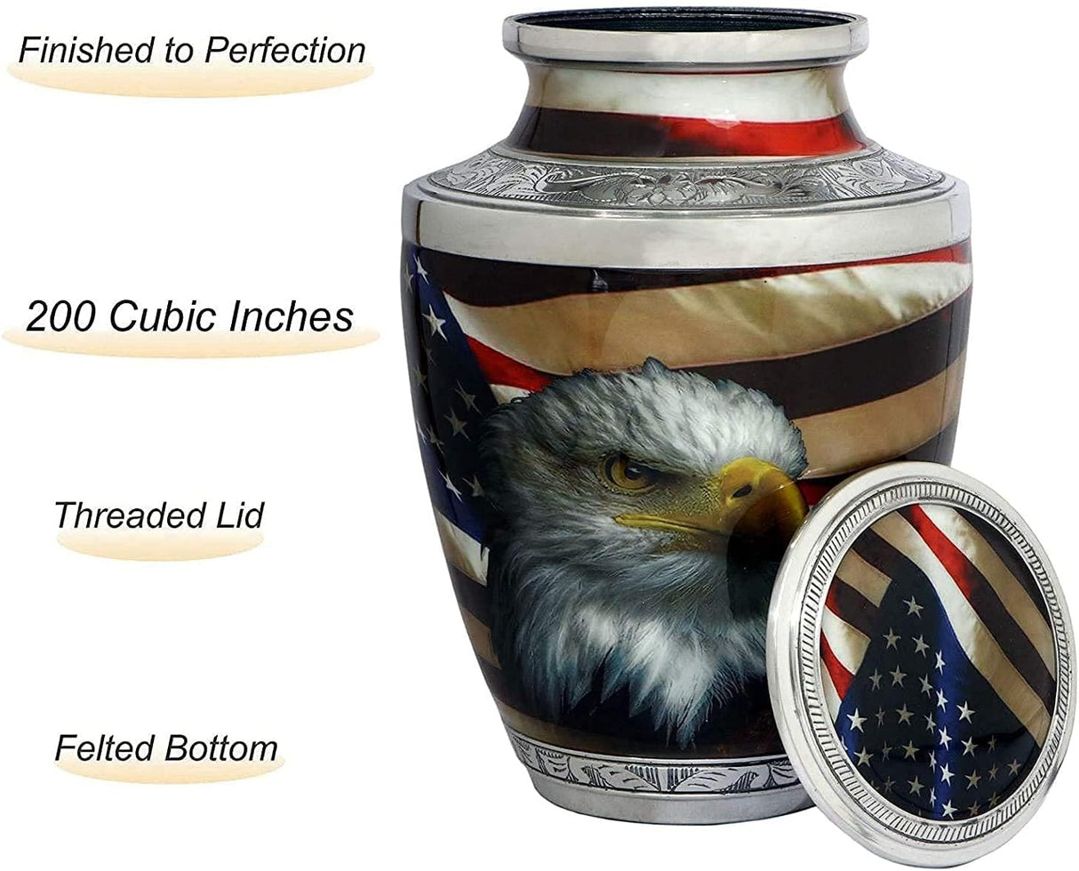 Bold & Divine American Flag Patriotic and Veteran Cremation Urns for Human Ashes Adult Male | Funeral Decorative Urn for Men, Police Dog K9, Army Firefighter