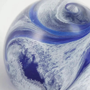 OneWorld Memorials Blue Glass Marble Swirl Ashes Keepsake Urn - Unique and Artistic Small Urn