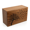 Wooden Box Funeral Cremation Urns for Human Ashes Adult Large - Burial Urns for Columbarium - Tree of Life Flying Bird (250 Cubic Inches, Twin Tree - Heart)