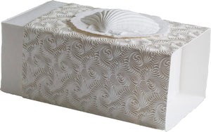 Favorite Place Biodegradable Shell Urn (Large), Eco-Friendly for Cremation or Water Burial (Metallic White K-103)