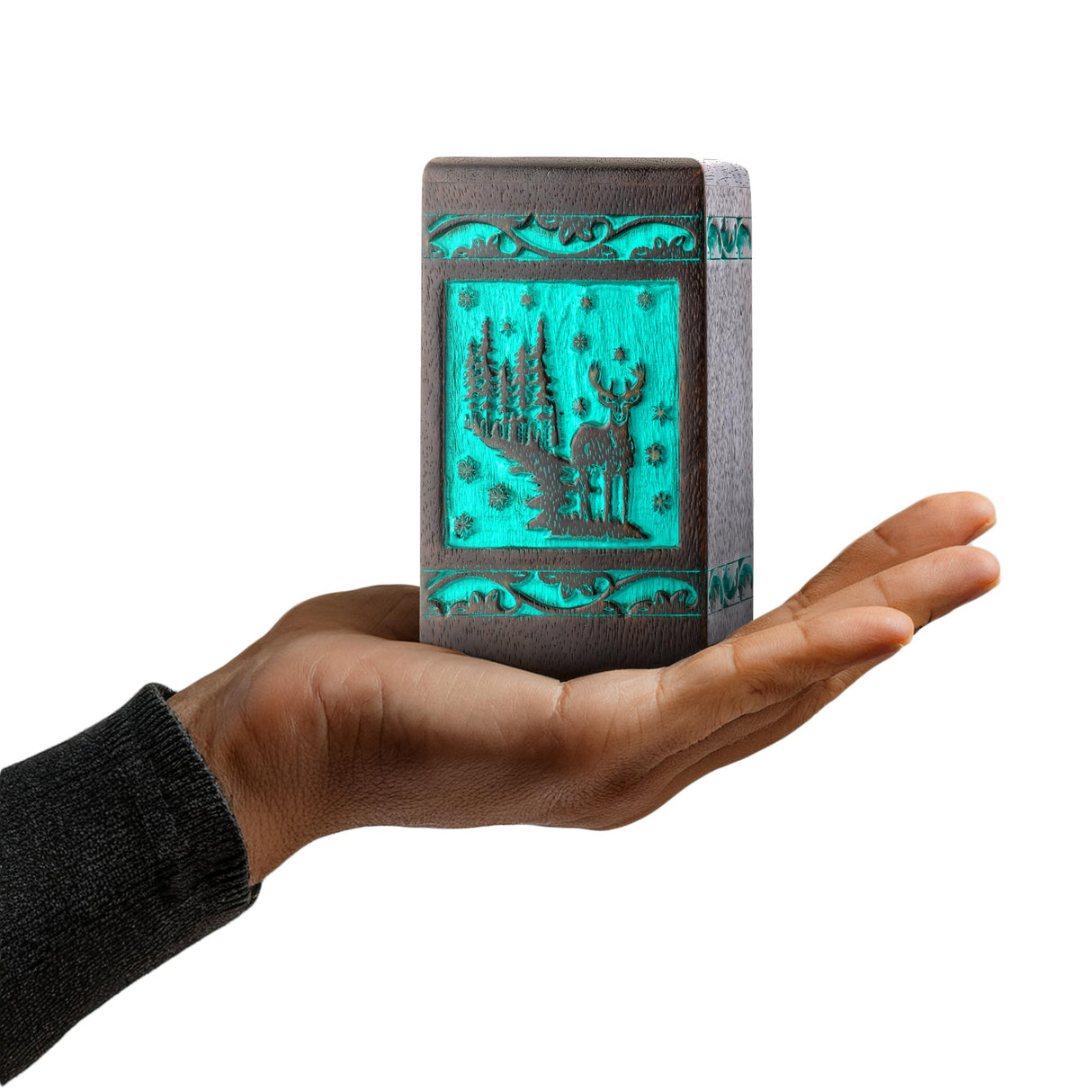 INTAJ Cremation Urns for Ashes – Companion Wooden Tree of Life Urn Box and Casket for Human Ashes of Men, Women, Child, or Pets (Cat/Dog) – Memorial Burial Funeral Urns – Holds 640 Cubic Inches