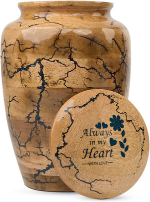 Wooden Urns for Human Ashes Adult Male, Female | Cremation Memorial, Decorative Urn for Ashes, Funeral Urns - Large Up to 250 lbs, Blue