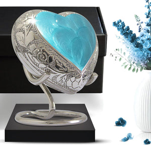 Small Urns for Human Ashes Keepsake - Memorial Keepsake Urn for Ashes for Women & Men - Heart Urn with Stand & Box - Honor Your Loved One with Mini Heart Shaped Urns (Lavender, Small)