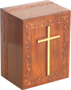 Rosewood Handmade Urn Box for Large Ashes - 280 Cubic Inches with Bottom Opening System