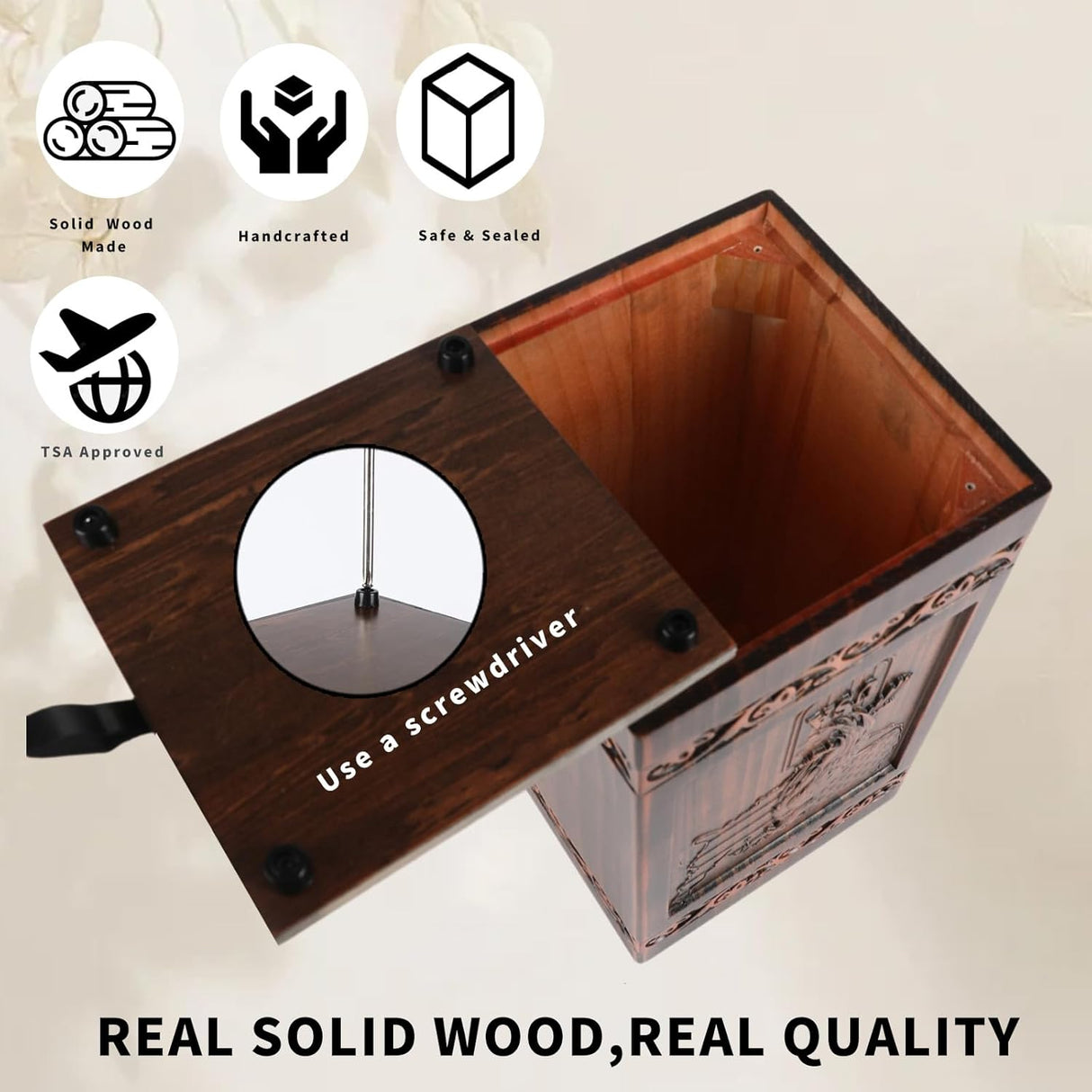 Extra Large Wooden Urns for Human Ashes Adult Man, Military and Patriotic Cremation Urns for Human Ashes with Eagle & American Flag Designs, Decorative Urns for Mom, Eagle Urn