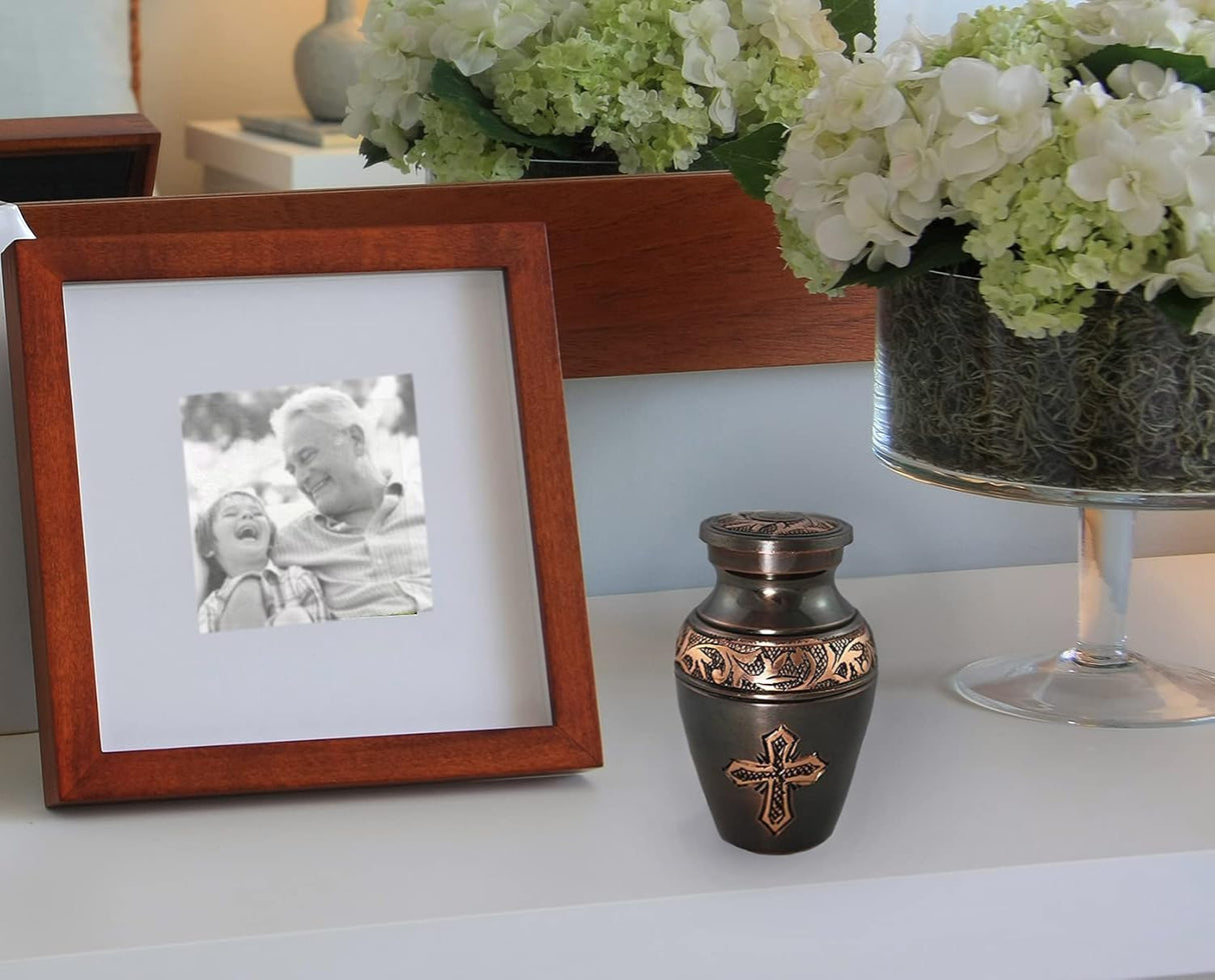 Bronze Cross Cremation Urn for Ashes Adult Male - Personalized Cremation Urns for Human Ashes Adult Man Decorative Urns - Beautifully Handcrafted Cross Urn
