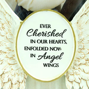Angel Wings Memorial Photo Frame, Home Decor Gift For Death Of A Loved One, Holds 4-inch By 6-inch Photo, By Abbey & CA Gift,Antique White