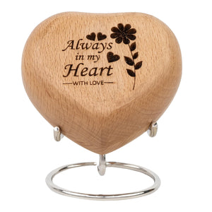 Wooden Heart Keepsake Urns For Human Ashes Adult Male, Female - Cremation Urn Small Mini Decorative Funeral, Urns for Mom, Dad, Men, Infant, Child - Because Someone We Love is in Heaven