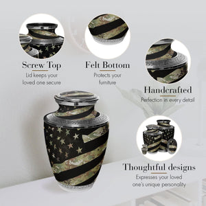 Army Cremation Urn for Ashes Adult Male - Beautifully Handcrafted Decorative Urns & Personalized Military Urns for Human Ashes Adult Man OCP