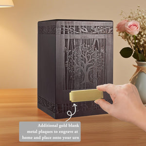 Abooxiu Cremation Urns for Human Ashes Adult Male Female, Wooden Tree of Life Medium Keepsake Urns for Ashes, Burial Funeral Memorial Decorative Urns for Men Women Pets Dog Urn- Up to 200 lbs