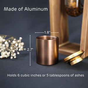 Plant Urn with Hydroponics Glass Vase, Small Urns for Human Ashes Keepsake, Memorial Keepsake Urn for Human Ashes, Mini Urns Small Urn for Ashes, Wooden Desk Decor