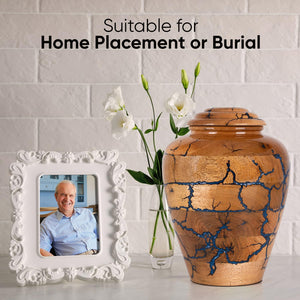 Wooden Cremation Urns for Human Ashes Adult Male 280 Cubic Inches - Urns for Ashes for Women & Men - Blue Urn for Adult Male - Decorative Urn - Burial and Funeral Urn - Blue, Extra Large 280lbs