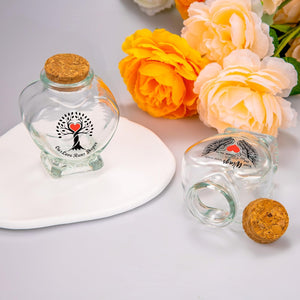Heart Glass Urns for Ashes - Set of 2 - Sand Jar 'Your Wings Were Ready My Heart Was Not' Small Keepsake Urns for Human, Pet - Tree of Life Memorial Holder