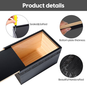 Wooden Urns for Human Ashes Adult Male Female, Up to 250 Cubic inches Tree of Life Wood Cremation Urns, Funeral Memorial Urns for Ashes Mom Dad (Black)