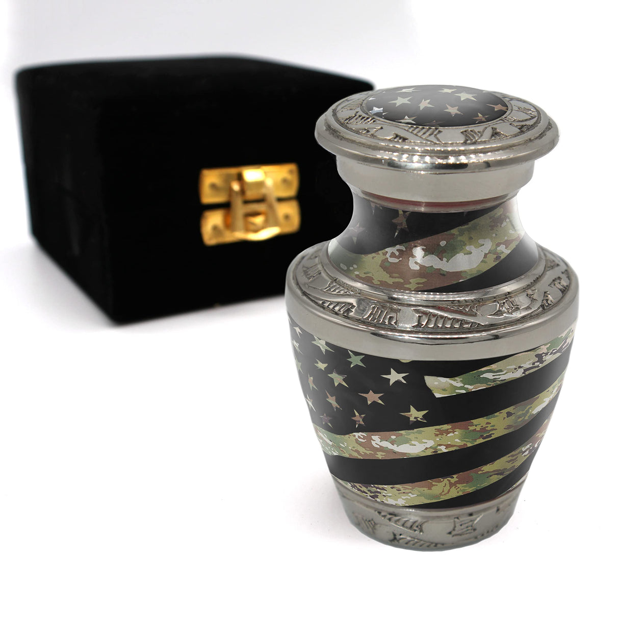 Military Cremation Urn for Ashes Adult Male - Beautifully Handcrafted Decorative Urns & Personalized Army Urns for Human Ashes Adult Man Traditional Camouflage