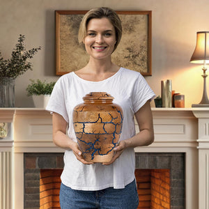 Wooden Cremation Urns for Human Ashes Adult Male 280 Cubic Inches - Urns for Ashes for Women & Men - Blue Urn for Adult Male - Decorative Urn - Burial and Funeral Urn - Blue, Extra Large 280lbs