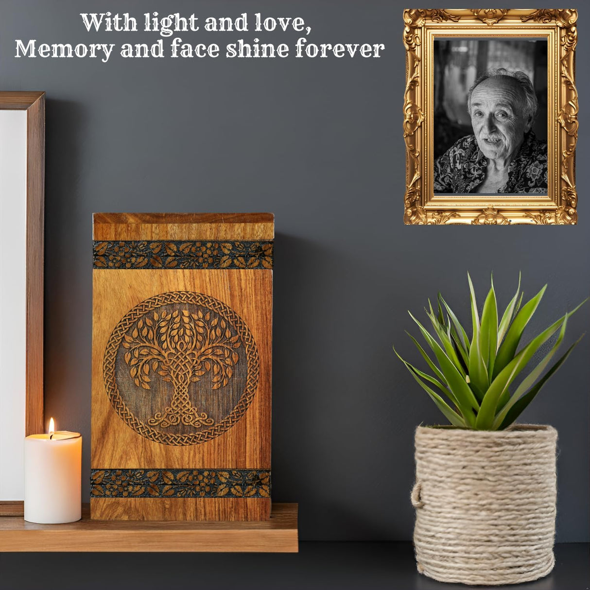 Wooden Cremation Urn for Ashes - Tree of Life Urns, Elegant Funeral and Memorial Urn for Adults, Children, Pets, and Loved Ones, Keepsake Urns for Smaller Remembrances (Medium 180 Cubic inches)