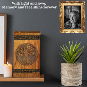 Wooden Cremation Urn for Ashes - Tree of Life Urns, Elegant Funeral and Memorial Urn for Adults, Children, Pets, and Loved Ones, Keepsake Urns for Smaller Remembrances (Medium 180 Cubic inches)