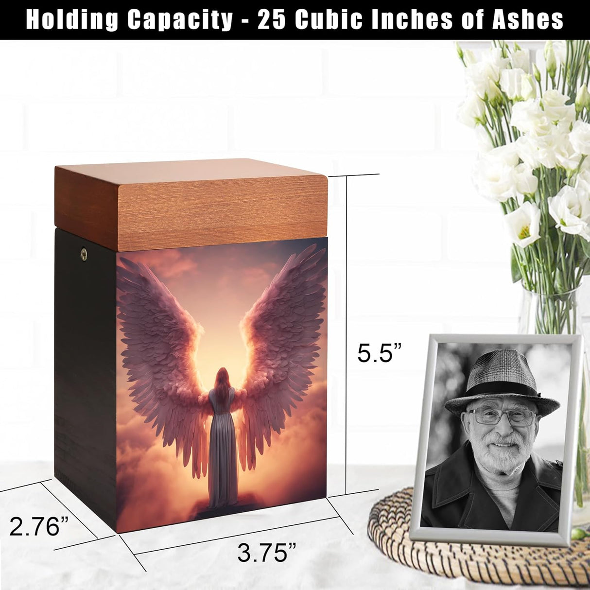 Small Urns for Ashes Keepsake, Wooden Small Cremation Urns for Male or Female Child, Pets Cat Dog, Mini Cremation Urn for Sharing Ashes,Hold 25 Cubic Inches Remains