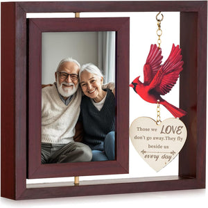 Sympathy Gifts for Loss of Loved One: Double 4x6 Photos, Cardinal Memorial Picture Frame for Mother, Remembrance Gift in Loving Memory with Touching Text