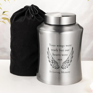 XIUDA Cremation Urns for Human Ashes Adult Male and Female, Memorial Decorative Burial Urn, Stainless Steel Angel Wings Keepsake Urn Human Ashes Up to 220 lbs