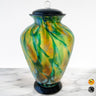 Hand Blown Glass Modern Urn for Ashes Adult Male – Large Cremation Urns for Human Ashes – Memorial Funeral Urn for Men & Women, Home Display, or Burial (Black/Silver, Adult)