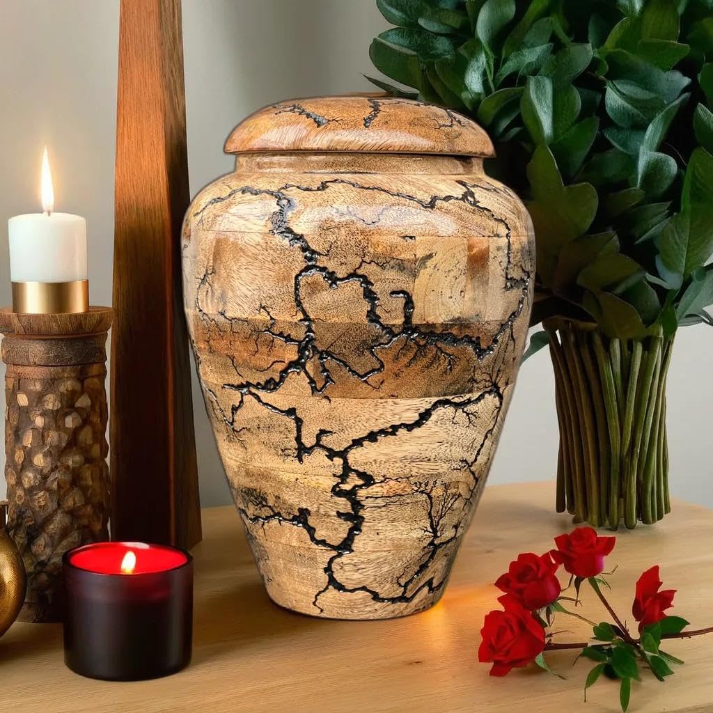 Large Wooden Cremation Urn – Handcrafted Memorial for Human Ashes, Adult Funeral Urn for Men & Women (Rosewood, Large (200Cu/Inches))