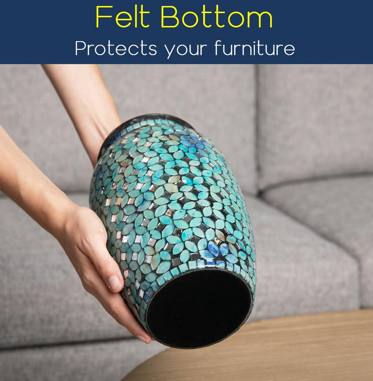 Mosaic Glass Cremation Urn - Hand Made Funeral Urn for Human Ashes - Large Adult Size Burial Urn - Hand Applied Individual Tiles Create a one of a Kind Work of Art - 200 cu in (Blue)