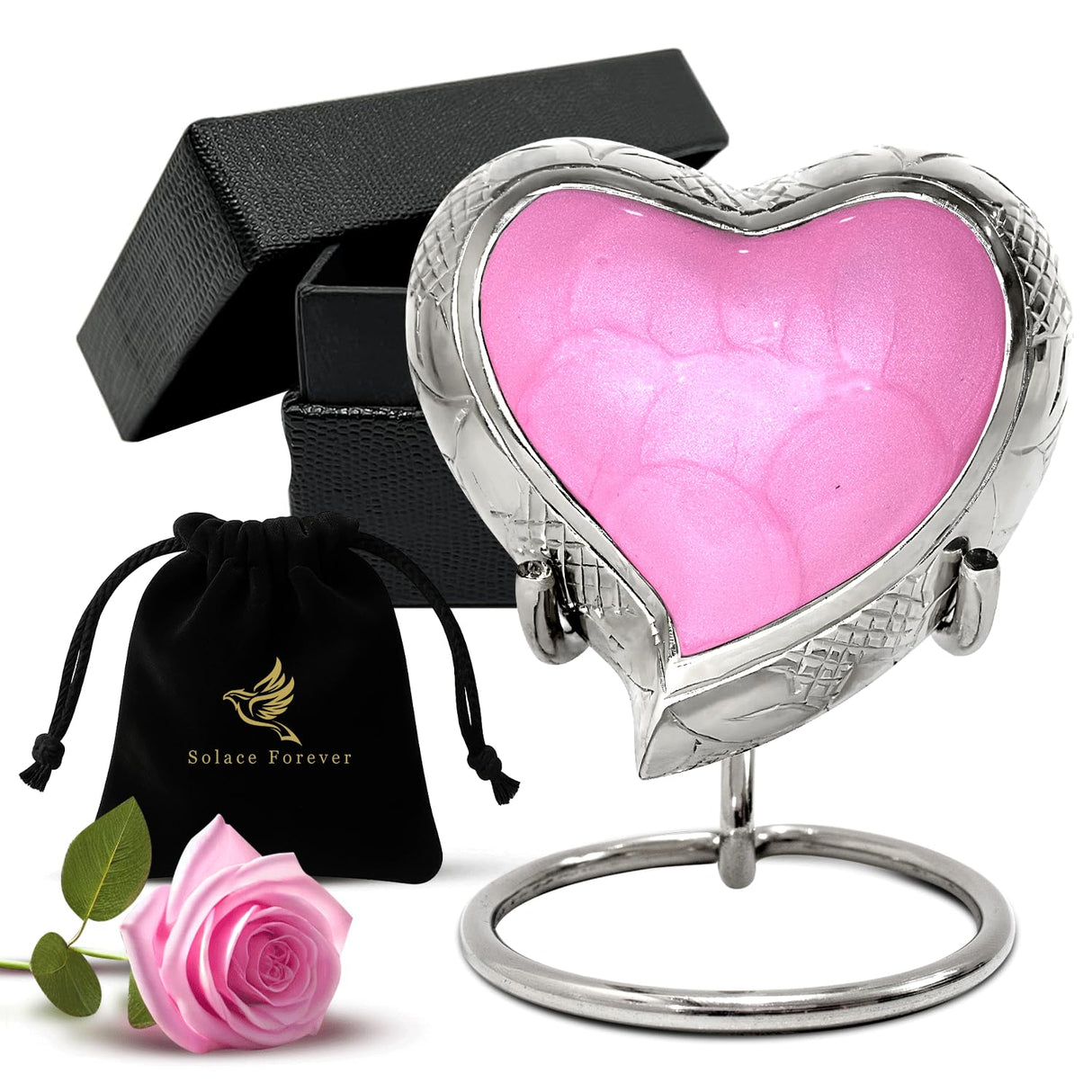 Small Urns for Human Ashes Keepsake - Memorial Keepsake Urn for Ashes for Women & Men - Heart Urn with Stand & Box - Honor Your Loved One with Mini Heart Shaped Urns (Lavender, Small)