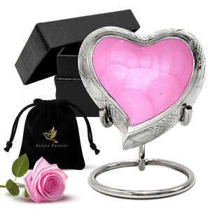 Small Urns for Human Ashes Keepsake - Memorial Keepsake Urn for Ashes for Women & Men - Heart Urn with Stand & Box - Honor Your Loved One with Mini Heart Shaped Urns (Lavender, Small)