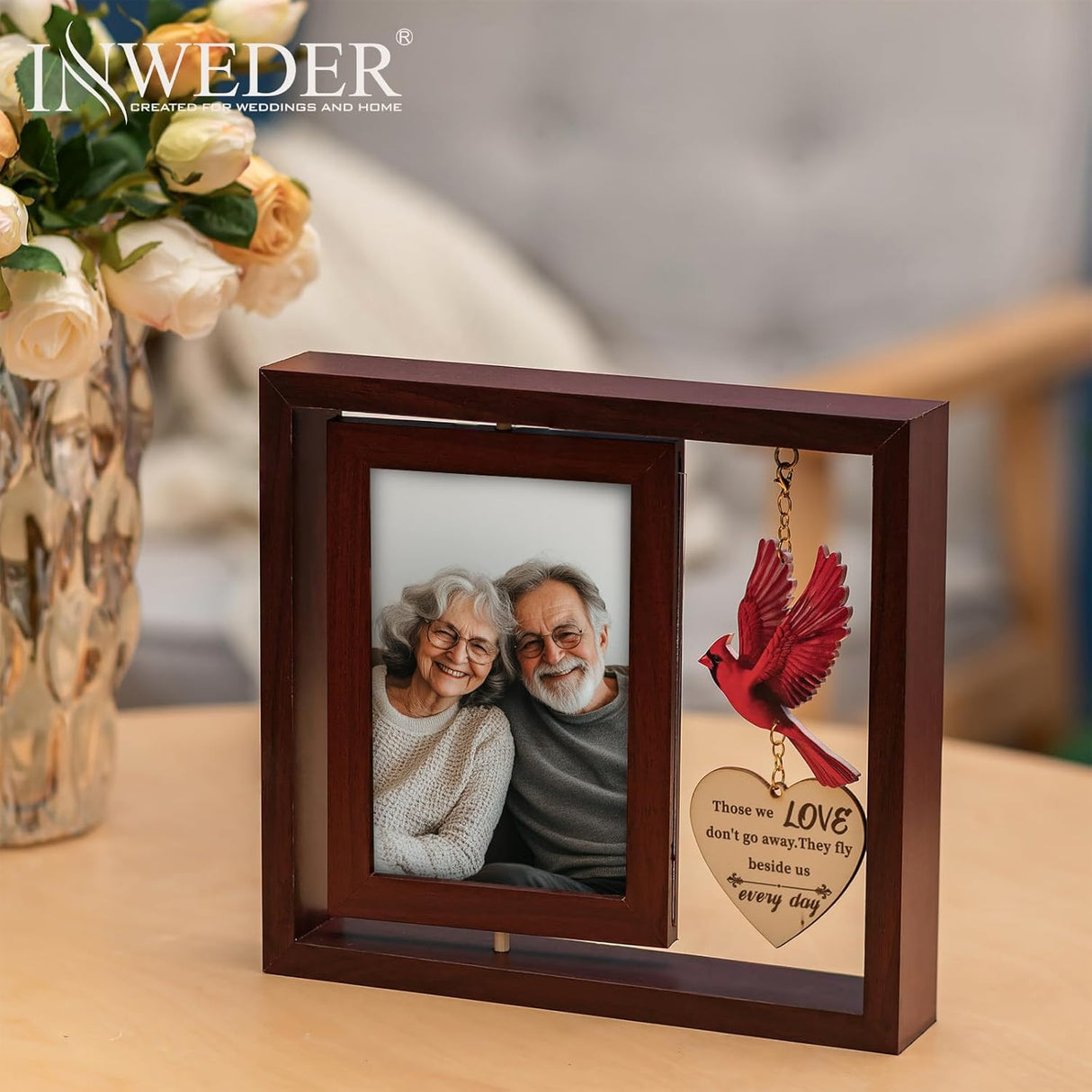 Sympathy Gifts for Loss of Loved One: Double 4x6 Photos, Cardinal Memorial Picture Frame for Mother, Remembrance Gift in Loving Memory with Touching Text