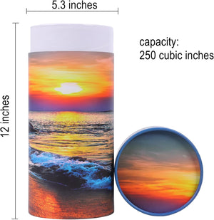 Ocean Sunset Scattering Urn – Biodegradable Scatter Tube for Ashes - Cremation Urn for Adult Ashes (Large)