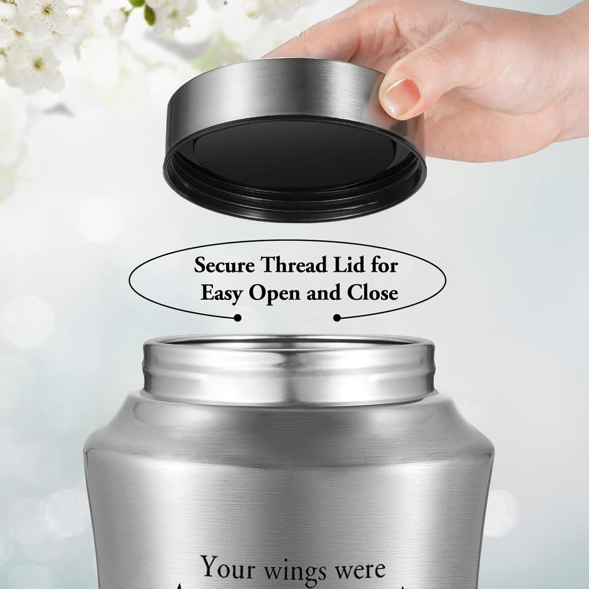 XIUDA Cremation Urns for Human Ashes Adult Male and Female, Memorial Decorative Burial Urn, Stainless Steel Angel Wings Keepsake Urn Human Ashes Up to 220 lbs