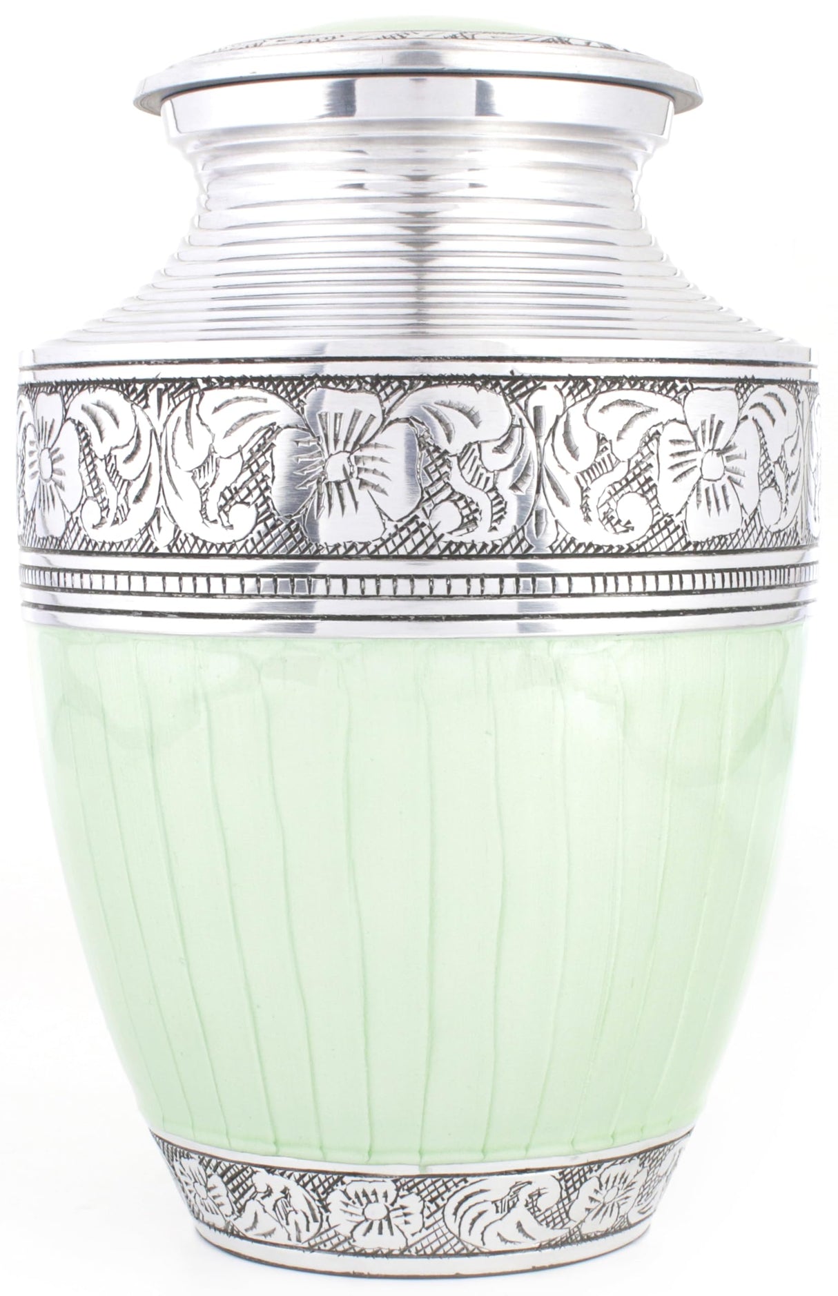 Decorative Burial Urn for Human Ashes Adult Female and Male 200+ Cubic Inches, Handcrafted Funeral Memorial Cremation Urn Affordable Urn for Human Ashes (Silver Black) ALPHA Living HOME