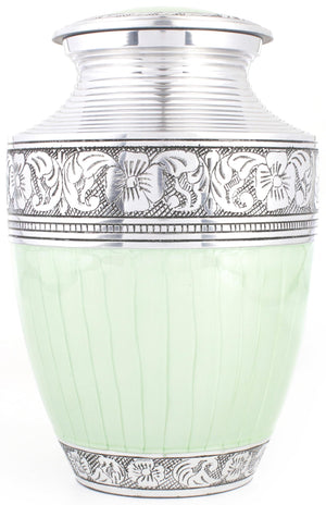 Decorative Burial Urn for Human Ashes Adult Female and Male 200+ Cubic Inches, Handcrafted Funeral Memorial Cremation Urn Affordable Urn for Human Ashes (Silver Black) ALPHA Living HOME