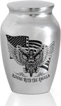 Artsy Woodsy Mini Stainless Steel Decorative Keepsake Urns for Ashes 2.56 Inch - Memorial Motorcycle Riding With The Angels, for Human Male/Dad/Men/Son Riders