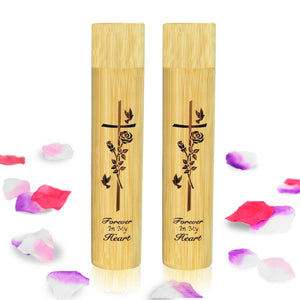 Set of 4 Small Bamboo Scattering Urn Tube for Human Ashes, ECO & Biodegradable Friendly Mini Bamboo Spreading Cremation Tube Urn for Adult Male Female Ashes