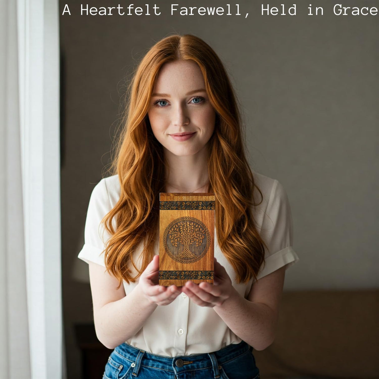 Wooden Cremation Urn for Ashes - Tree of Life Urns, Elegant Funeral and Memorial Urn for Adults, Children, Pets, and Loved Ones, Keepsake Urns for Smaller Remembrances (Medium 180 Cubic inches)