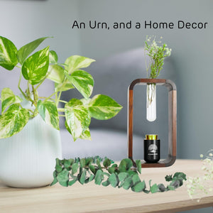 Plant Urn with Hydroponics Glass Vase, Small Urns for Human Ashes Keepsake, Memorial Keepsake Urn for Human Ashes, Small Mini Urns, Wooden Decor