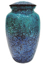Mosaic Glass Cremation Urn - Hand Made Funeral Urn for Human Ashes - Large Adult Size Burial Urn - Hand Applied Individual Tiles Create a one of a Kind Work of Art - 200 cu in (Blue)