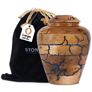 Wooden Cremation Urns for Human Ashes Adult Male 280 Cubic Inches - Urns for Ashes for Women & Men - Blue Urn for Adult Male - Decorative Urn - Burial and Funeral Urn - Blue, Extra Large 280lbs