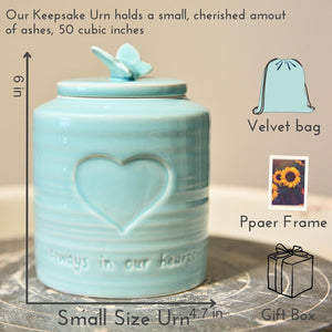 LASTINGTAILS Baby urn Blue Butterfly&Heart Urn for Baby Boy Ashes small urn for human ahses