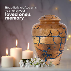 Wooden Cremation Urns for Human Ashes Adult Male 280 Cubic Inches - Urns for Ashes for Women & Men - Blue Urn for Adult Male - Decorative Urn - Burial and Funeral Urn - Blue, Extra Large 280lbs