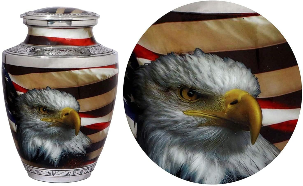 Bold & Divine American Flag Patriotic and Veteran Cremation Urns for Human Ashes Adult Male | Funeral Decorative Urn for Men, Police Dog K9, Army Firefighter