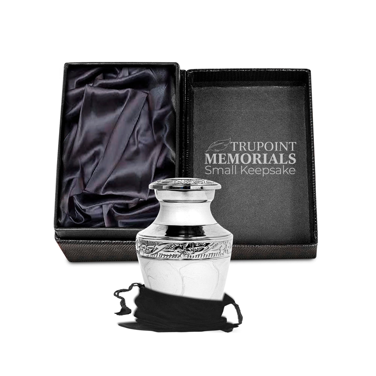 Trupoint Memorials Cremation Urn for Ashes for Women Female, Urns for Human Ashes Male, Engraved Mother of Pearl Funeral Urn for Adult Man, Silver Lining Large White