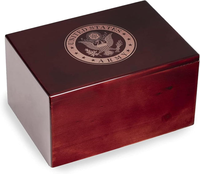 Bey-Berk Officially Licensed U.S. Army Military Urn - Large Cremation Urn for Human Ashes, Lacquered Rosewood, Laser Etched US Army Logo, Memorial Urns for Veterans