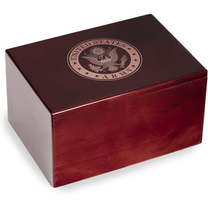 Bey-Berk Officially Licensed U.S. Army Military Urn - Large Cremation Urn for Human Ashes, Lacquered Rosewood, Laser Etched US Army Logo, Memorial Urns for Veterans