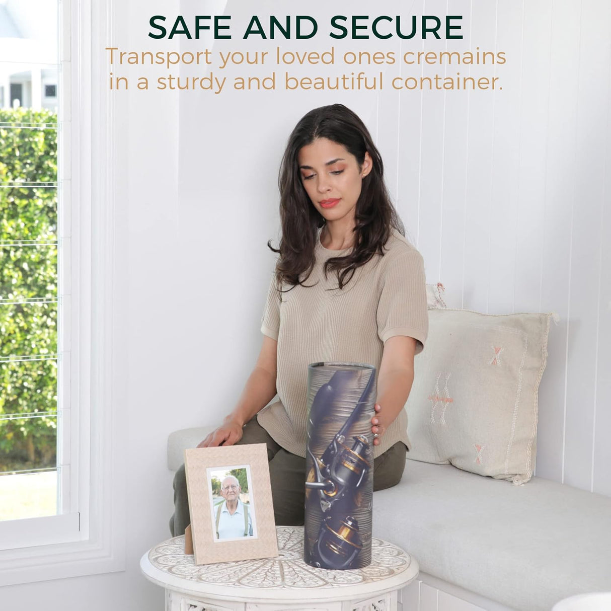 Scattering Tubes for Human Ashes - Cremation Urns for Burial, Travel, Transport & Spreading Cremains - Cabin-Safe Grey Memorial Container Keepsake - Grey Fishing Design Large 14.8" x 5"