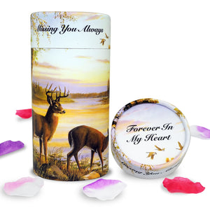 Set of 2 Biodegradable Scattering Tube Urn for Ashes, 40 lbs ECO Small Spreading Cremation Paper Urn for Human Male Female Adult Pet Dog Cat Ashes, Including Canvas Pouch(Ocean Sunset)