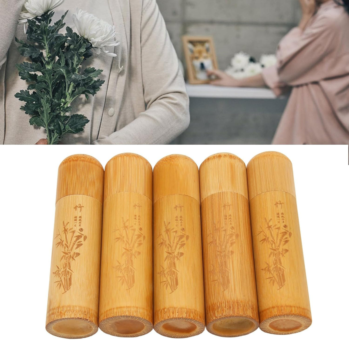 Small Bamboo Scattering Urn Tube, Ashes Biodegradable Scattering Cremation ECO Biodegradable Friendly Mini Spreading Cremation for Human Ashes Pet Dog Cat Ashes